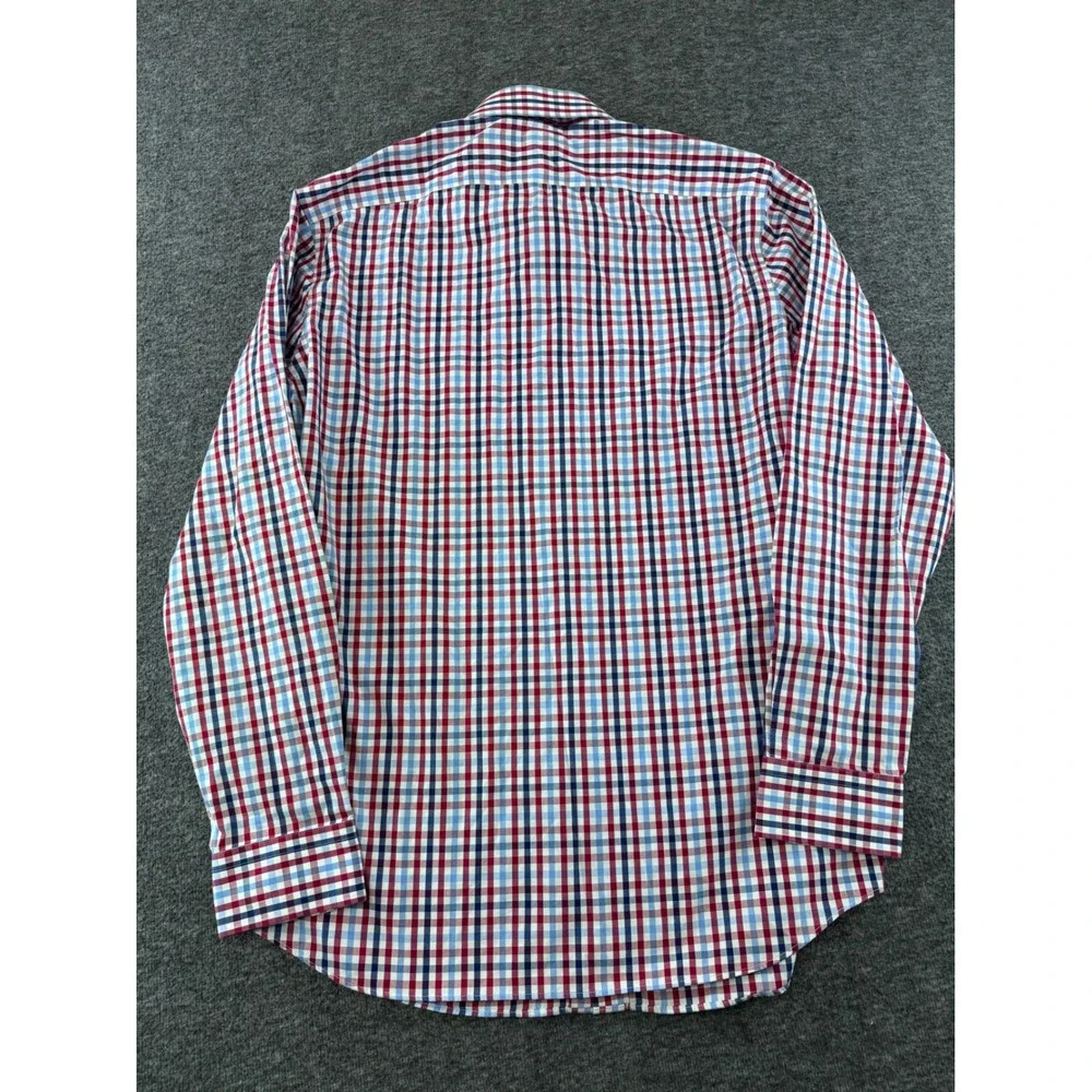 Banana Republic Grant Fit Non-Iron Plaid Shirt Mens Large Red Blue